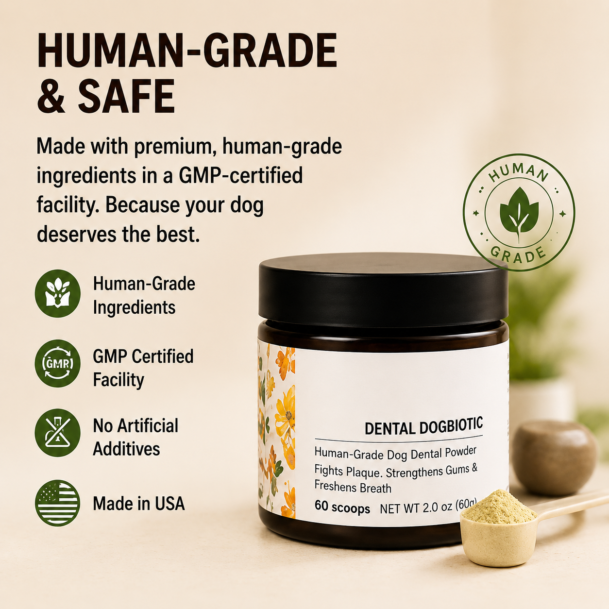 60g Natural Plaque Support Dental Formula for Strong Teeth & Fresh Breath