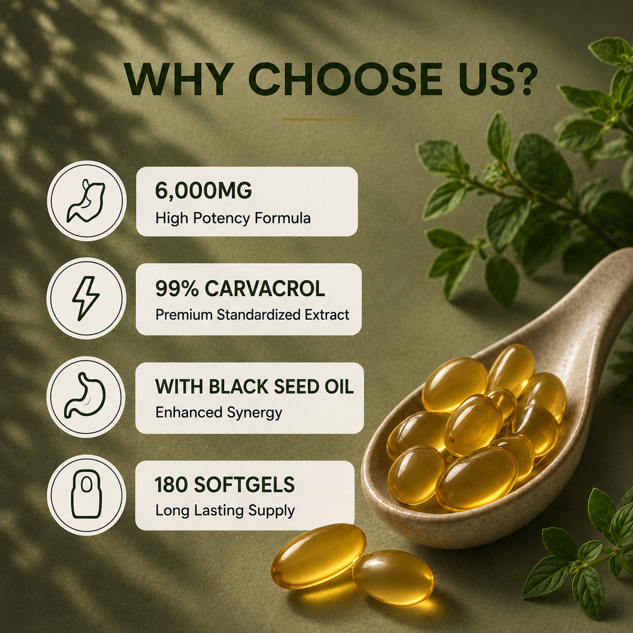 Oregano & Black Seed Softgels — Daily Immune Support