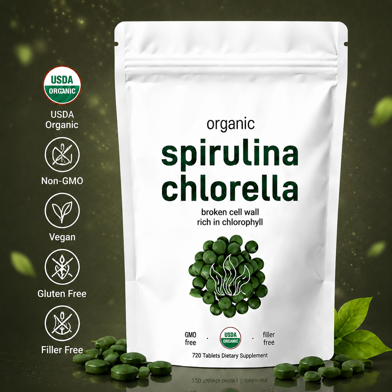 Spirulina Chlorella Tablets — Daily Superfood Support